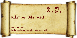 Köpe Dávid névjegykártya